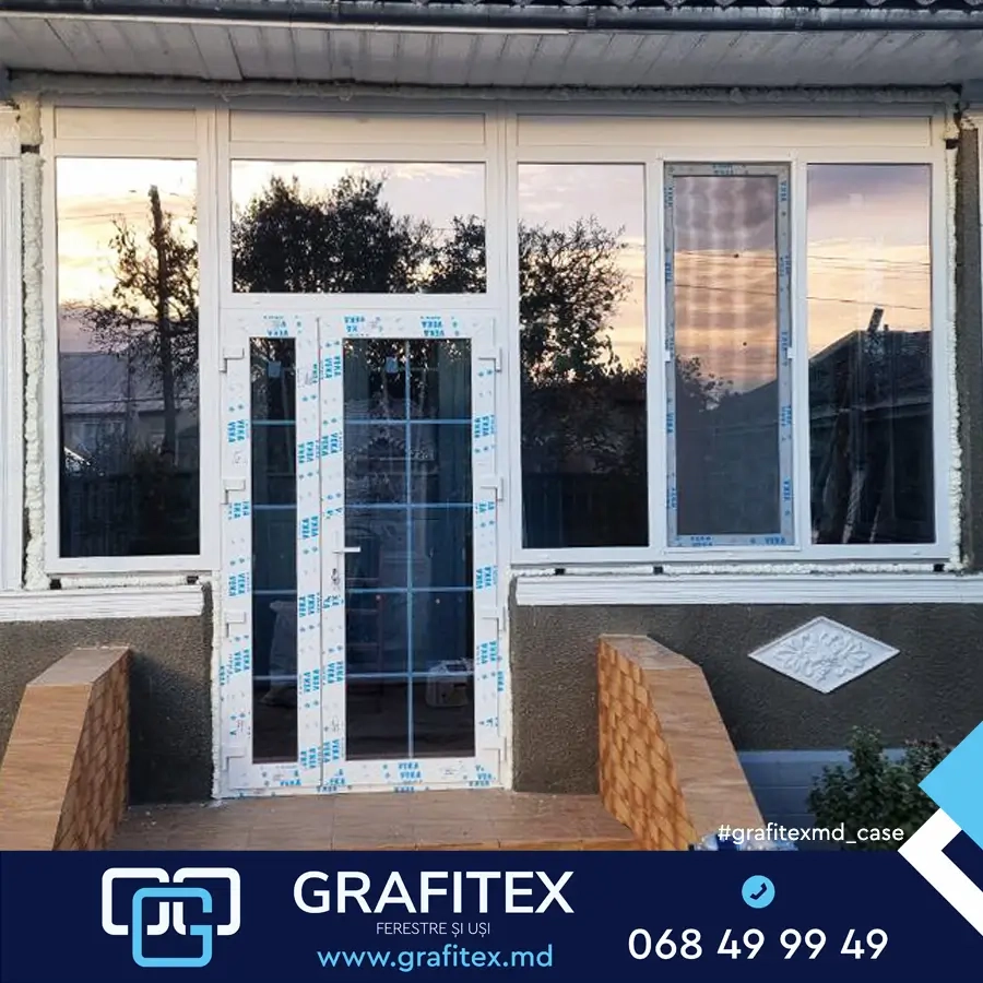 Vitraj logie PVC VEKA cu izolare termică — montaj Grafitex